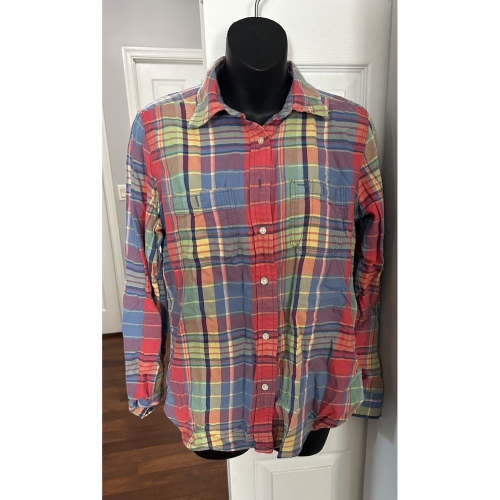 LRL Lauren Jeans Co Shirt Women M 2-Pocket Button Front Cotton 100%